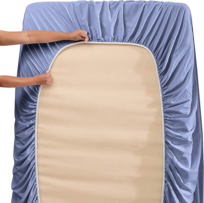 Nestl California King Sheet Set - 1800 Ultra-Soft Microfiber Cal King Bed Sheets - Double Brushed - Deep Pockets - Easy Fit - 4 Piece Set - Bed Sheets (California King, Steel Blue)
