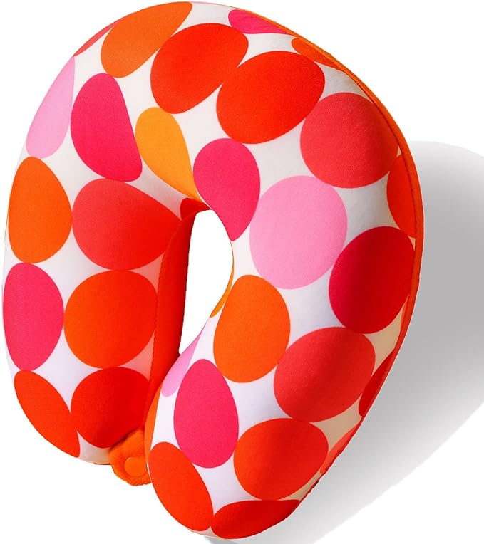 Bookishbunny U Shaped Micro Beads Microbead Neck Head Support Travel Pillow, 12"x12"x4" (CircleRed)