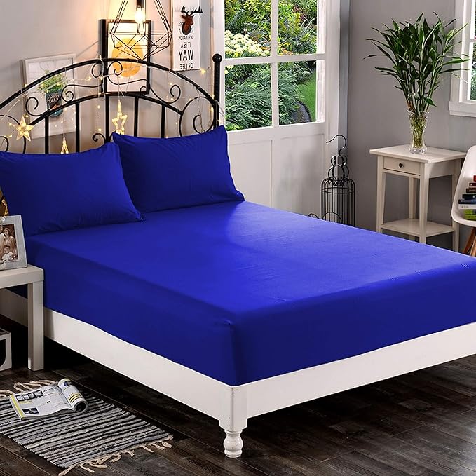 Elegant Comfort 1500 Premium Hotel Quality 1-Piece Fitted Sheet, Softest Quality Microfiber - Deep Pocket up to 16 inch, Wrinkle and Fade Resistant, Queen, Royal Blue