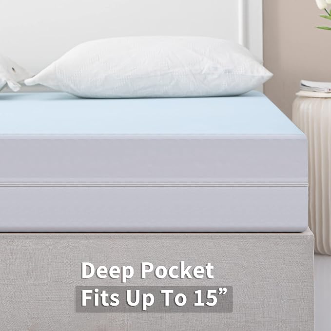 JET'S HOME Queen Zippered Mattress Encasement - 6 Sided Waterproof Mattress Protector with Zipper - Machine Washable Mattress Cover Fits 10-15 Inches