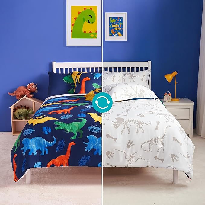 Joiedomi Kid Full Comforter Set 7 Piece Dinosaur Bedding Set for Boys Girls Super Soft Microfiber Bed in a Bag with Comforter Sheets Pillowcase Sham