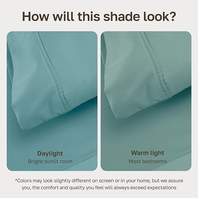 California Design Den Twin XL Sheet Sets - 400 Thread Count Sateen, 100% Cotton Sheets Set, Deep Pockets, and Durable Bedding for Dorm Rooms & Adults - Teal