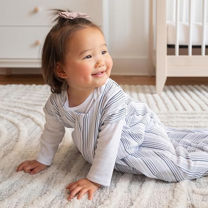 HALO SleepSack, 100% Cotton Wearable Blanket, Swaddle Transition Sleeping Bag, TOG 0.5, Blue Stripe, Medium, 6-12 Months