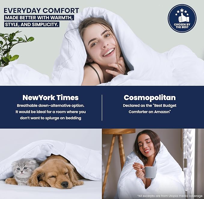 Utopia Bedding Comforter Duvet Insert, Quilted Comforter with Corner Tabs, Box Stitched Down Alternative Comforters California King Size (White)