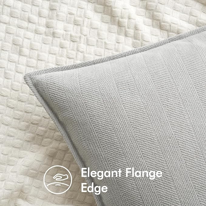 MIULEE Pack of 2 Light Grey Decorative Pillow Covers 20x20 Inch Soft Chenille Luxurious Couch Throw Pillows Farmhouse Cushion Covers with Elegant Design for Sofa Bedroom Living Room Home Decor