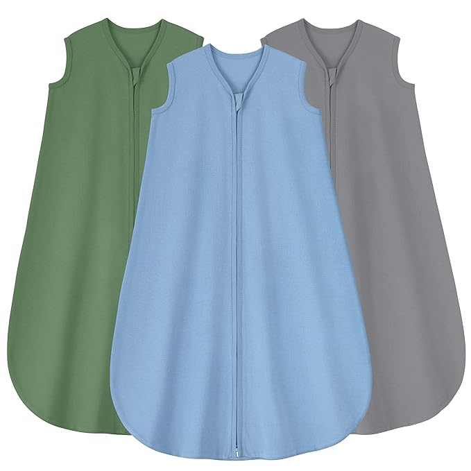 Yoofoss Baby Sleep Sack 0-6 Months 0.5 Tog Wearable Blanket for Baby, 3 Pack 100% Organic Cotton Infant Toddler Sleeping Sack 2-Way Zipper Lightweight Sleep Sack