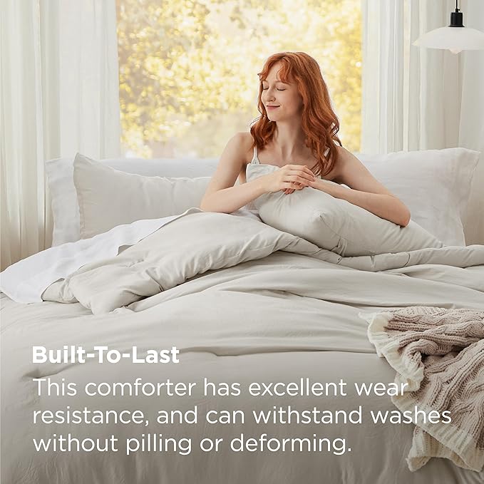 Bedsure Oversized King Comforter Set, Beige Soft Prewashed Bedding for All Seasons, 3 Pieces GentleSoft™ Bed Set, 1 Lightweight Comforter (120"x98") and 2 Pillowcases (20"x36")