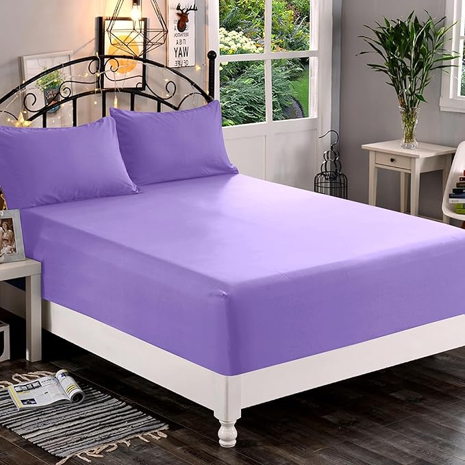 Elegant Comfort 1500 Premium Quality Fitted Sheet Ultra Soft 18-24 Inch Extra Deep Pocket - Single Fitted Sheet for High Mattress - Wrinkle Free with Smart Storage Pockets, California King, Lavender