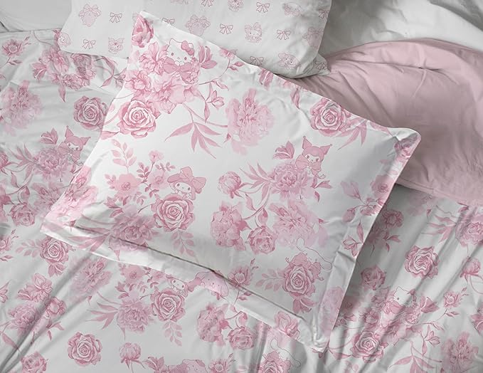 Jay Franco Comforter Set Includes Sheets and Pillow Covers - Soft and Cozy Bed Set for Stylish Room Decor, Official Licensed Bedding, Multi - Hello Kitty, 7 Piece King