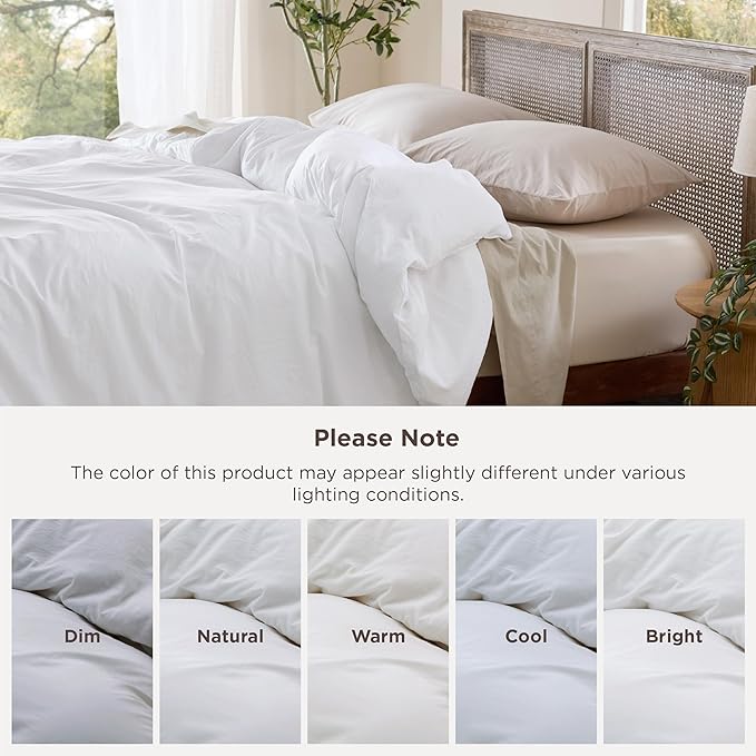 Bedsure Duvet Cover Queen Size Only - Prewashed Cotton-Like Polyester Extra Soft All Season Bedding, Includes 1 Duvet Cover 90x90 Inches with Zipper Closure, White, Comforter Not Included