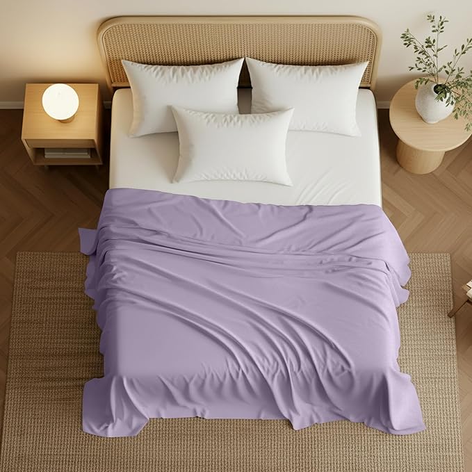 Utopia Bedding Flat Sheet - Soft Brushed Microfiber Fabric - Shrinkage & Fade Resistant Top Sheet - Easy Care - 1 Flat Sheet Only (King, Lavender)
