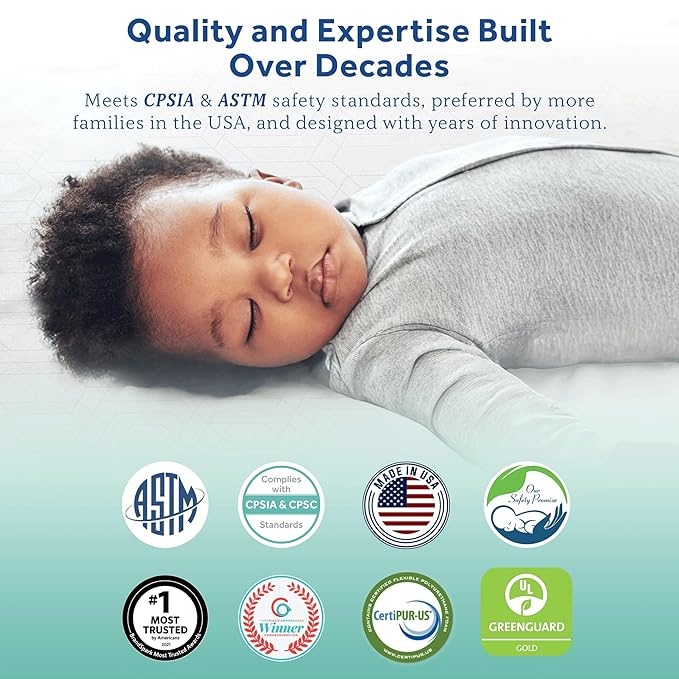 Sealy Baby Butterfly Knit Breathable Crib Mattress, GREENGUARD GOLD Certified, Made in USA, Premium Foam, Washable Easy to Clean Cover, Toddler Bed Fit, Safety & Quality Tested, 52x28"