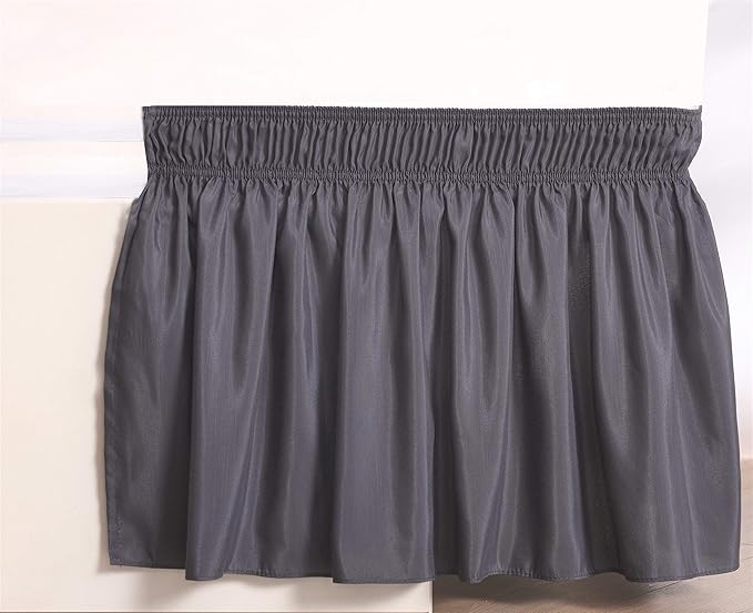Bed Skirt Three Sides Fabric Adjustable Elastic Wrap Around Dust Ruffled Bed Skirts Full XXL, Dark Grey, 16 Inch Tailored Drop
