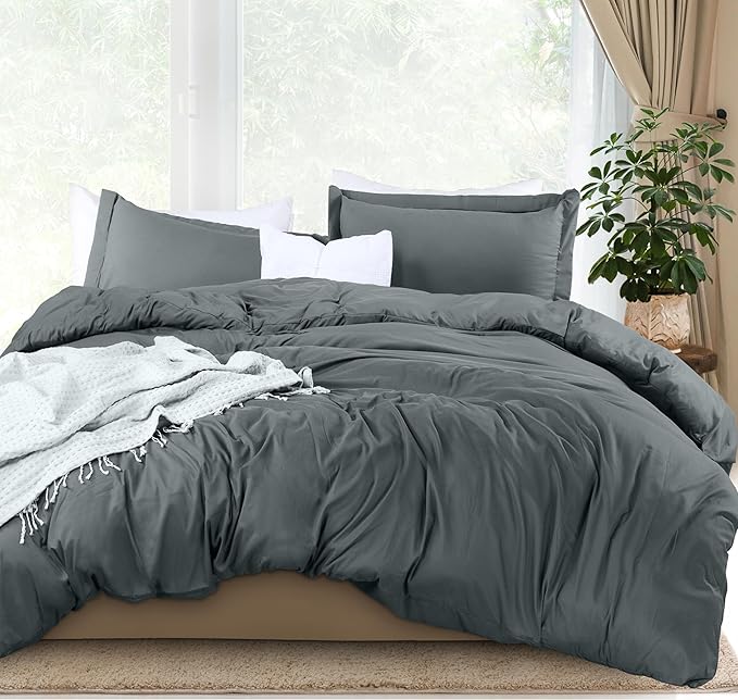 Utopia Bedding Duvet Cover King Size - 3 Piece with Zipper Closure - 1 Comforter Cover 104X90 Inches & 2 Pillow Shams 20X36 Inches (Pack of 8, Grey) Comforter Not Included