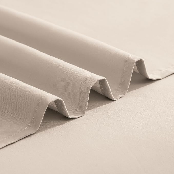 Elegant Comfort Luxurious 1500 Premium Hotel Quality Microfiber Three Line Embroidered Softest 4-Piece Bed Sheet Set, Wrinkle and Fade Resistant, RV Short Queen, Cream