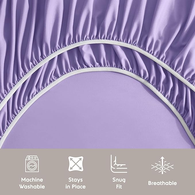 Nestl Split King Sheet Set - 1800 Ultra-Soft Microfiber Bed Sheets - Double Brushed - Deep Pockets - Easy Fit - 5 Piece Set - Bed Sheets & Pillowcases (Split King Size, Lavender)