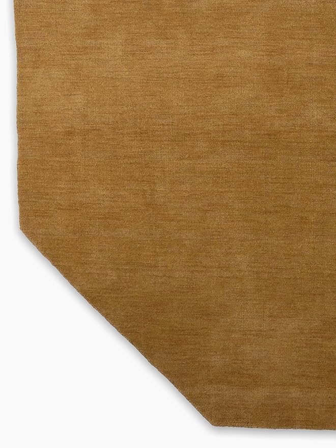 Hand Knotted Loom Wool ECO-Friendly Area Rugs - 6'x6', Octagon, Gold Color, Solid Plain Design, High Pile Thick Handmade Anti Skid Area Rugs for Living Room, Bed Room (L00111)