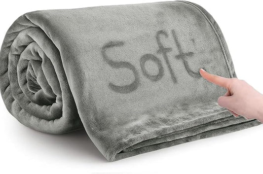 MOONLIGHT20015 Fleece Throw Blanket Super Soft Cozy for Couch, Sofa and Camping Lightweight 400 GSM Luxury Fluffy Microfiber Bed Blankets 50 x 60 Inches (Throw/Travel, Silver)