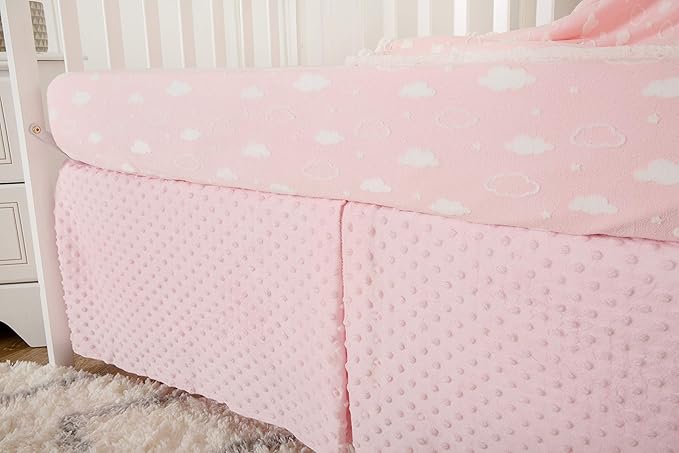 American Baby Company Heavenly Soft Chenille Fitted Crib Sheet 28" x 52", Warm and Cozy Neutral Chenille Sheet, Pink 3D Cloud, for Boys and Girls, Fits Crib and Toddler Bed mattresses