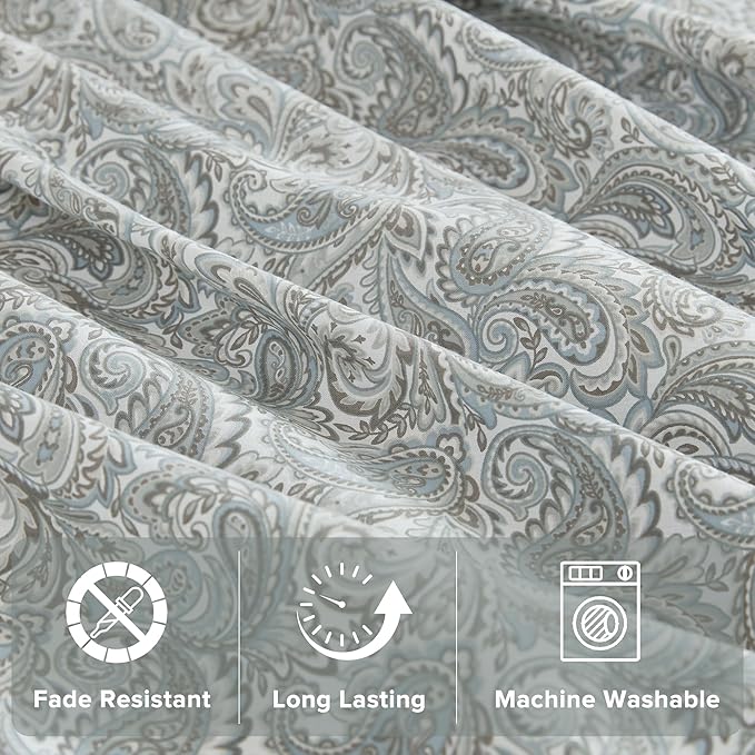 Comfort Spaces Extra Deep Pocket, 100% Cotton Queen Fits up to 24" Mattress, Breathable, Naturally Cool Cotton, Soft Cotton Sheets, All Seasons Sheet Set, Paisley 4 Piece