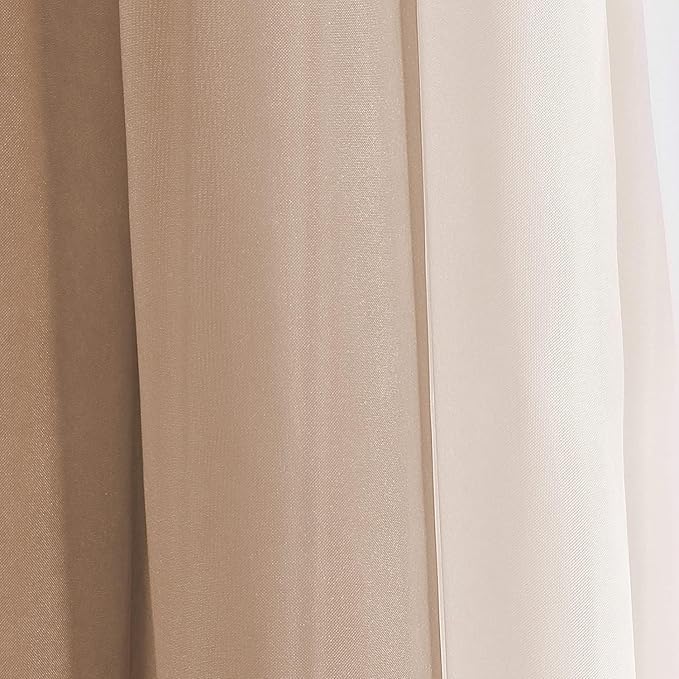 NAPEARL Ombre Window Scarf Valance, Romantic Gradient Voile Scarf Valance for Ceremony Backdrop, Wedding Arch, Kids Bedroom, Decorative Swag Curtain 144 Inches, Brown