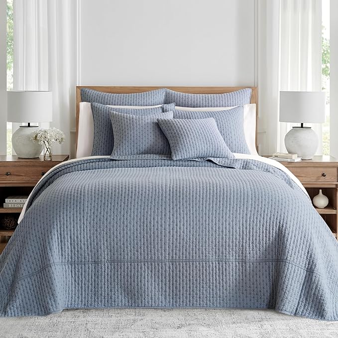 Levtex Home - Cross Stitch Bedspread Set - King Bedspread and Two King Shams - Cross Stitch Pattern - Bedspread (120x104in.) and Sham (20x36in.) - Cotton
