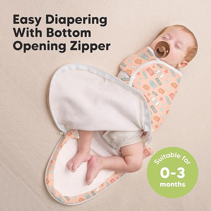 Baby Swaddle Sleep Sacks with Zipper - 3-Pack Swaddles for Newborns 0-3 Months, Infant, Baby Girls, Boys, Soft & Durable Newborn Sleep Sack, Easy Diaper Change Swaddling Blanket (Beach Day, OS)