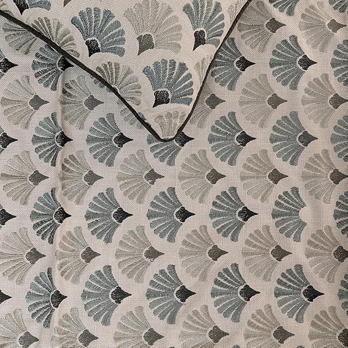 The HomeCentric King Queen Twin Blue & Grey Designer Twin 53"x18" Bed Runner Without Pillow Cover, Floral Embroidery Bed Scarf on Cotton Fabric - Flourish Bloom
