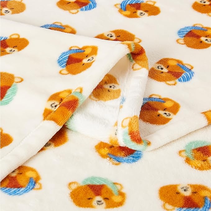 Amazon Basics Kids Fleece Blanket, Ultra-Soft Lightweight Throw for Children, Woodland Bears, 50 x 60 Inches