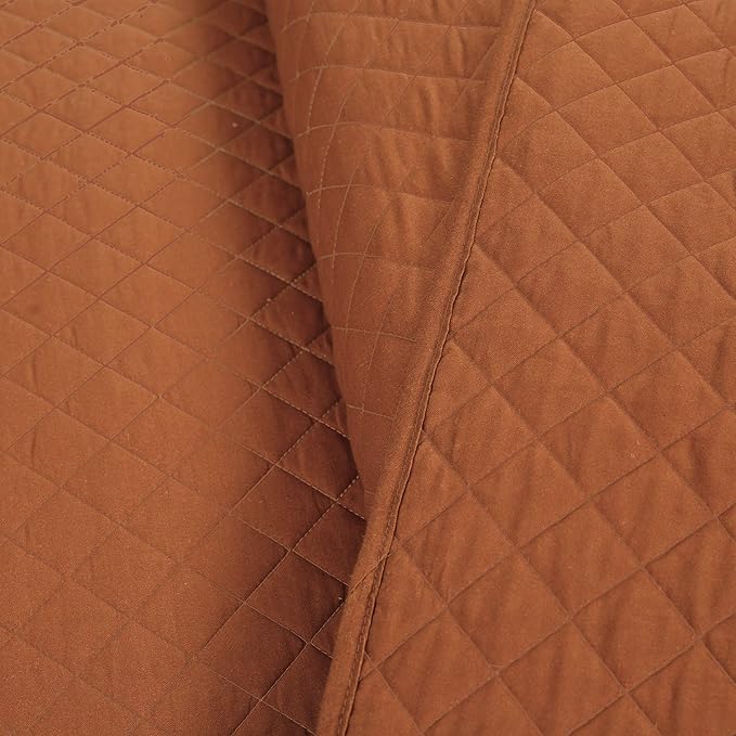 Lush Decor Ava Quilt Diamond Pattern Solid 3 Piece Oversized Bedding Blanket Bedspread Set - King - Rust