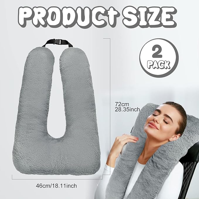Hoteam 2 Pcs Travel Pillow Car Sleeping Kid Neck U Shaped for The Back Seat Adults Children Head and Body Support Long Distance Journey Accessories (Gray)