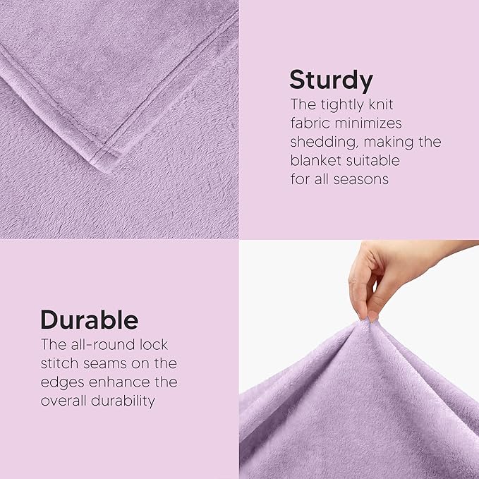 Utopia Bedding Fleece Blanket Queen Size Lilac 300GSM Luxury Fuzzy Soft Anti-Static Microfiber Bed Blanket (90x90 Inch)
