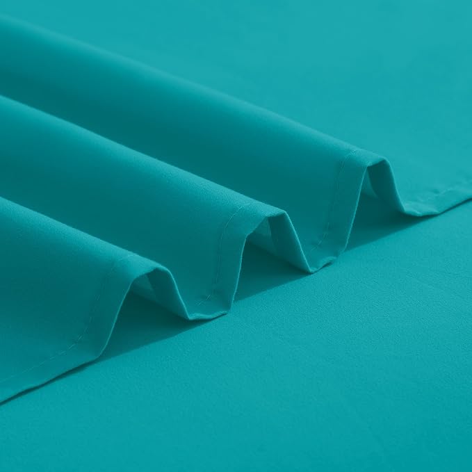 Elegant Comfort Luxurious 1500 Premium Hotel Quality Microfiber Three Line Embroidered Softest 4-Piece Bed Sheet Set, Wrinkle and Fade Resistant, Full, Turquoise
