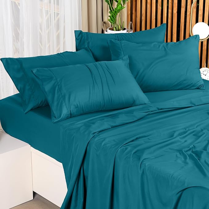 Utopia Bedding California King Sheet Set – 4 Piece Bed Sheets for Cal King Size Bed, Soft and Breathable Microfiber, Includes 1 Fitted Sheet, 1 Flat Sheet and 2 Pillowcases (Denim Blue)