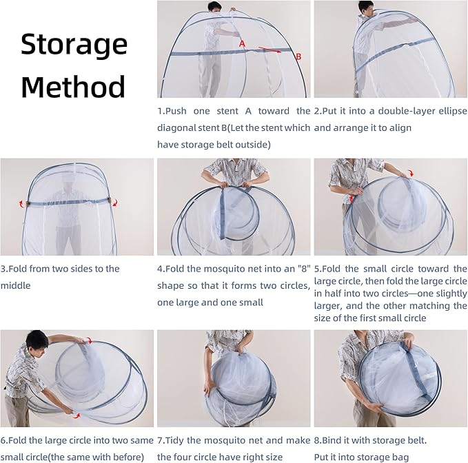 Pop-Up Mosquito Net Tent for Bed, Portable Folding Design Camping Travel Mosquito Tent with Net Bottom for Baby Adults, Easy to Install and Wash for King Size Bed 79 x 71 x 59 inch