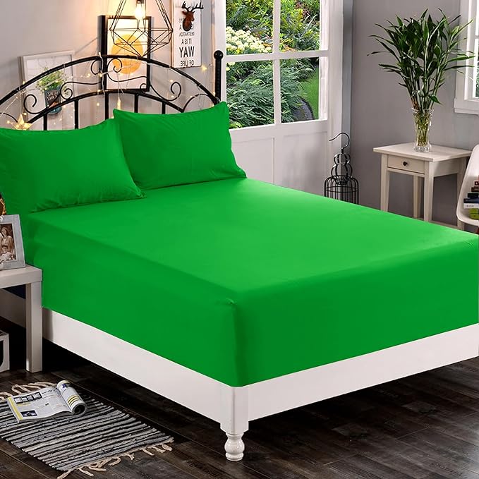 Elegant Comfort 1500 Premium Quality Fitted Sheet Ultra Soft 18-24 Inch Extra Deep Pocket - Single Fitted Sheet for High Mattress - Wrinkle Free with Smart Storage Pockets, King, Emerald Green