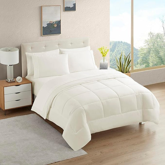 California King Comforter Set - Soft & Breathable 7-Piece Bedding Collection - 1 Comforter, 1 Fitted Sheet, 1 Flat, 4 Pillowcases - Deep Pocket - Premium Quality - Ideal for All Seasons, Ivory