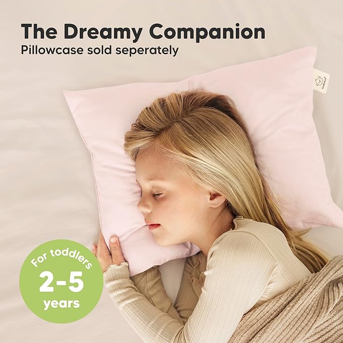 KeaBabies 2-Pack Toddler Pillows 2 Year Old to 5-13x18 Soft Organic Cotton Kids Pillow for Sleeping, Travel, School, Daycare, Nap, Toddler Bed, Machine Washable, Without Pillowcase (Mist Pink)