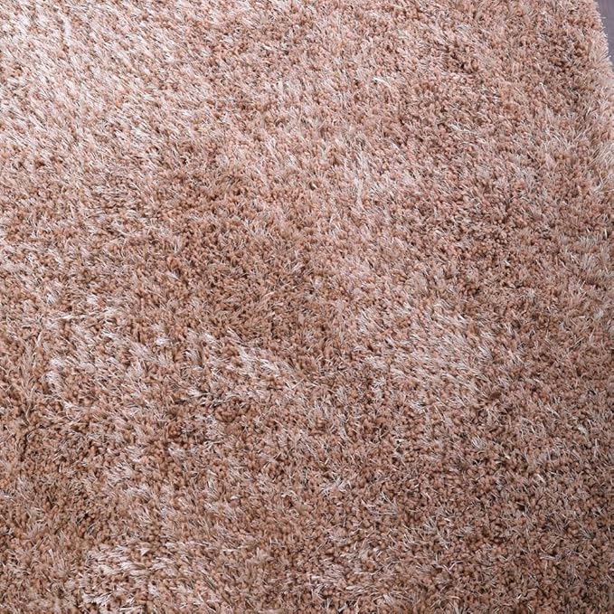 Hand Tufted SHAG Polyester ECO-Friendly Area Rugs - 2'6''x6', Runner, Beige, Solid Plain Design, High Pile Thick Handmade Anti Skid Area Rugs for Living Room, Bed Room K00111