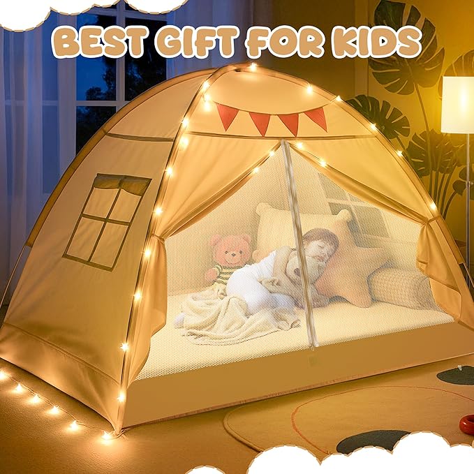 LEEDOR® Bed Tent Dream Tents Bed Canopy Shelter Cabin Indoor Privacy Warm Breathable Pop Up Twin/Full/Queen for Kids and Adult Patent Pending(Mattress Not Included)