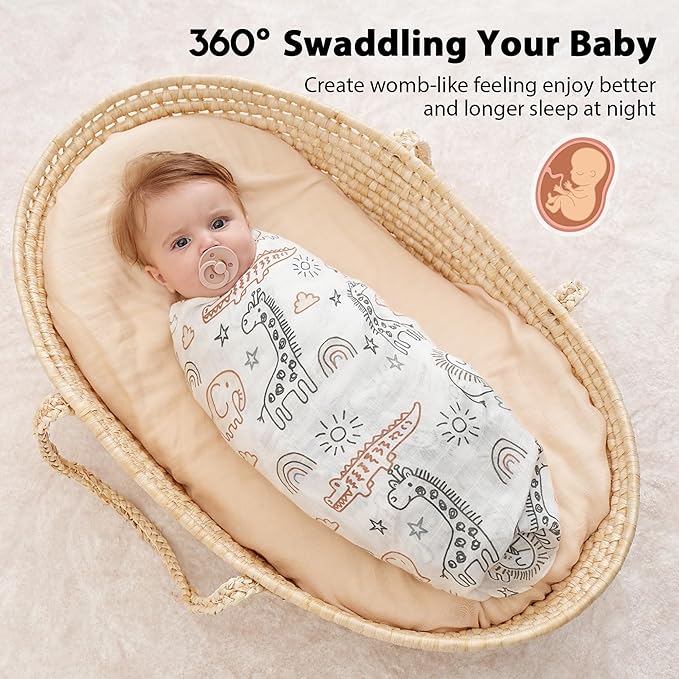 Yoofoss Muslin Swaddle Blankets, Organic Baby Blankets, 47 x 47 Inches Receiving Blanket for Baby Boys and Girls, Baby Essentials for Newborns Soft Breathable