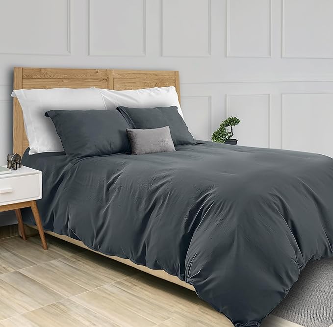 White Classic Grey Duvet Cover King Size, Microfiber Duvet Cover with Zipper, Set of 1 Down Comforter Cover with 2 Pillow Shams, Luxury Comforter Cover King Size | Comforter Not Included