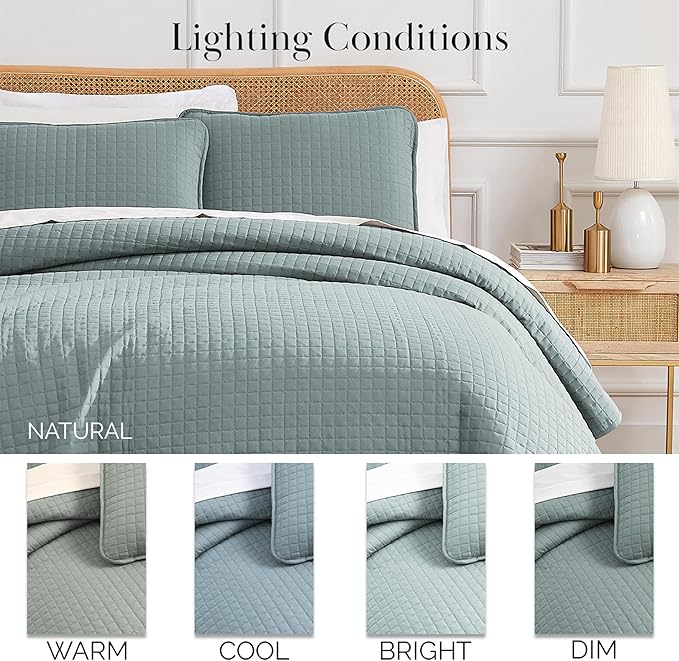Southshore Fine Living, Inc. Twin Quilt Coverlet Bedding Set, Soft Brushed Microfiber Bedspread, Stain and Pet Hair Resistant Bedding, XL/Twin Blue Quilt Comforter Set with 1 Pillow Sham, Steel Blue