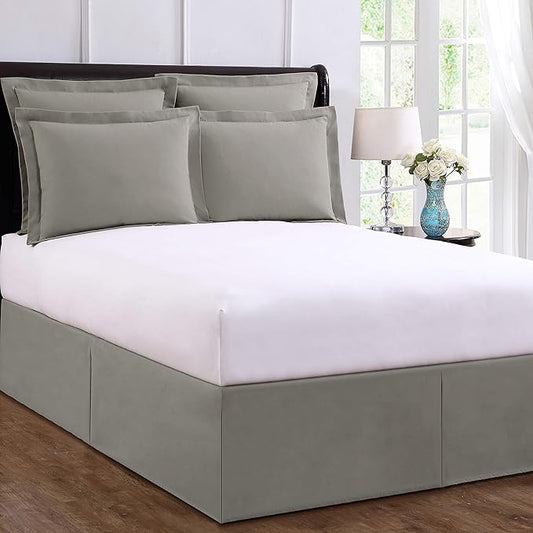 Bed Maker’s Never Lift Your Mattress Bed Skirt, Designed for Box Spring Beds, Split Corners, 14 Inch Drop Length, King, Silver