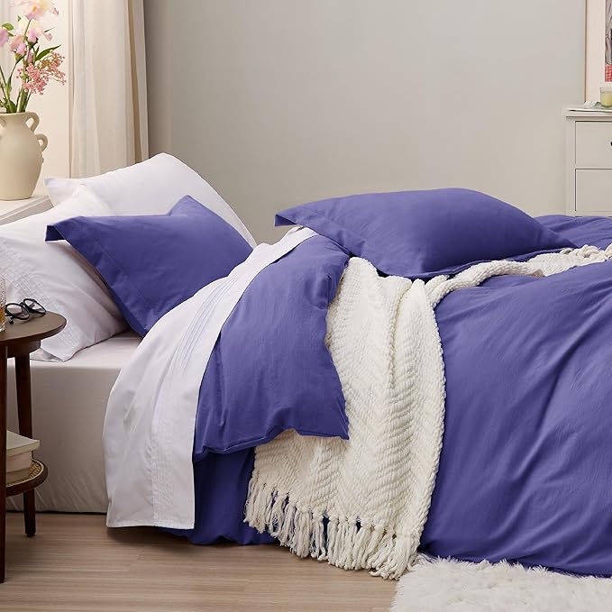 Bedsure Skipper Blue Oversized King Duvet Cover - 3 Pieces Prewashed Cotton-Like Polyester Extra Soft Bedding Set, Includes 1 Duvet Cover 120''x98'' with Zipper Closure & 2 Pillow Shams, No Comforter