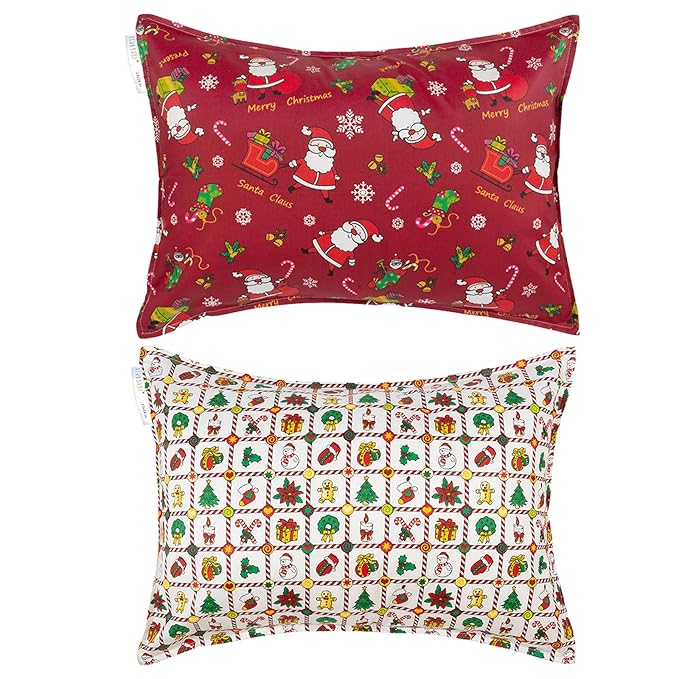 ALVABABY Toddler Pillowcases 2 Pack Organic Cotton Kids Pillow Cover Fit 13"x 18" or 12"x16" Envelope for Girl Boy Sleepy Travel(Pillowcase Only)