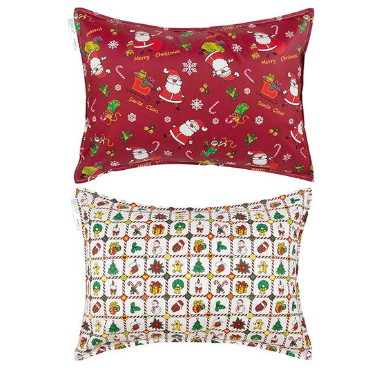 ALVABABY Toddler Pillowcases 2 Pack Organic Cotton Kids Pillow Cover Fit 13"x 18" or 12"x16" Envelope for Girl Boy Sleepy Travel(Pillowcase Only)