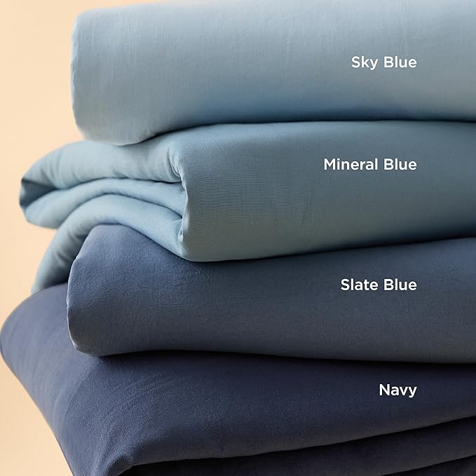 Bedsure Mineral Blue Oversized King Duvet Cover - 3 Pieces Prewashed Cotton-Like Polyester Extra Soft Bedding Set, Includes 1 Duvet Cover 120''x98'' with Zipper Closure & 2 Pillow Shams, No Comforter