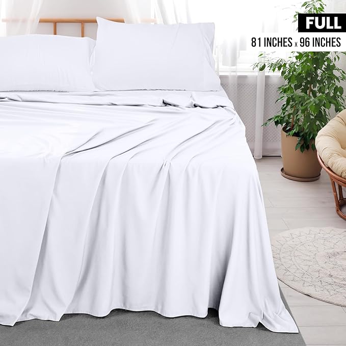 Utopia Bedding Flat Sheet - 1 Pack (Full, White) - Soft Brushed Microfiber Fabric - Shrinkage & Fade Resistant Top Sheet - Easy Care Bed Sheet