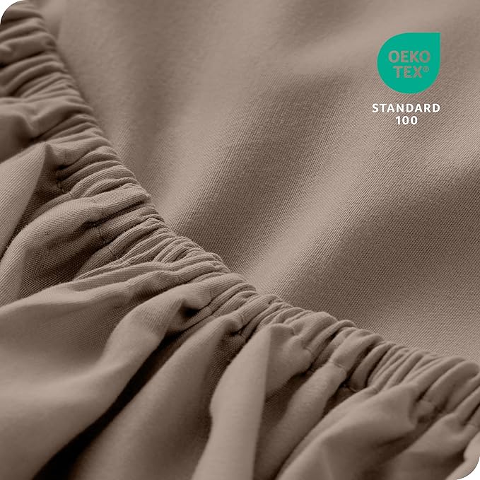 Bare Home 2-Pack Fitted Bottom Sheets Twin XL - Premium 1800 Ultra-Soft Wrinkle Resistant Microfiber - Deep Pocket (Twin XL, Taupe)